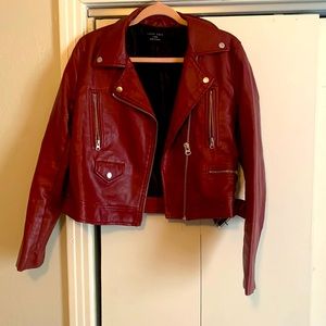 Faux leather crop jacket